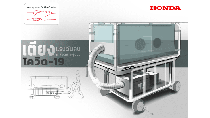 Honda ผลิตเตียงเคลื่อนย้ายผู้ป่วยติดเชื้อแบบแรงดันลบพร้อมสนับสนุนอุปกรณ์ทางการแพทย์ สู้ COVID-19