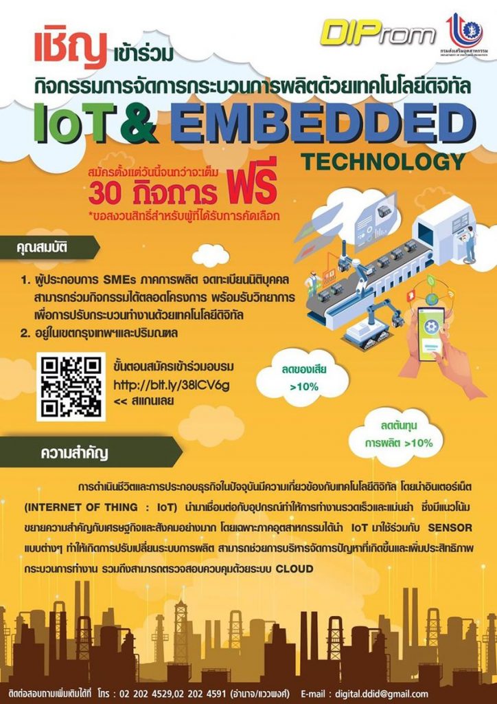 การจัดการกระบวนการผลิตด้วยเทคโนโลยีดิจิทัล IoT &#038; Embedded Technology