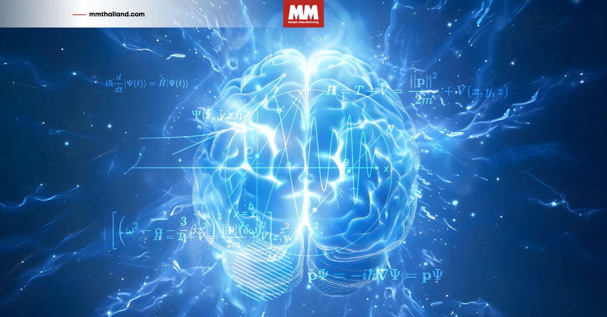 สมองที่มีสูตรทางคณิตศาสตร์ อยู่รอบ ๆ