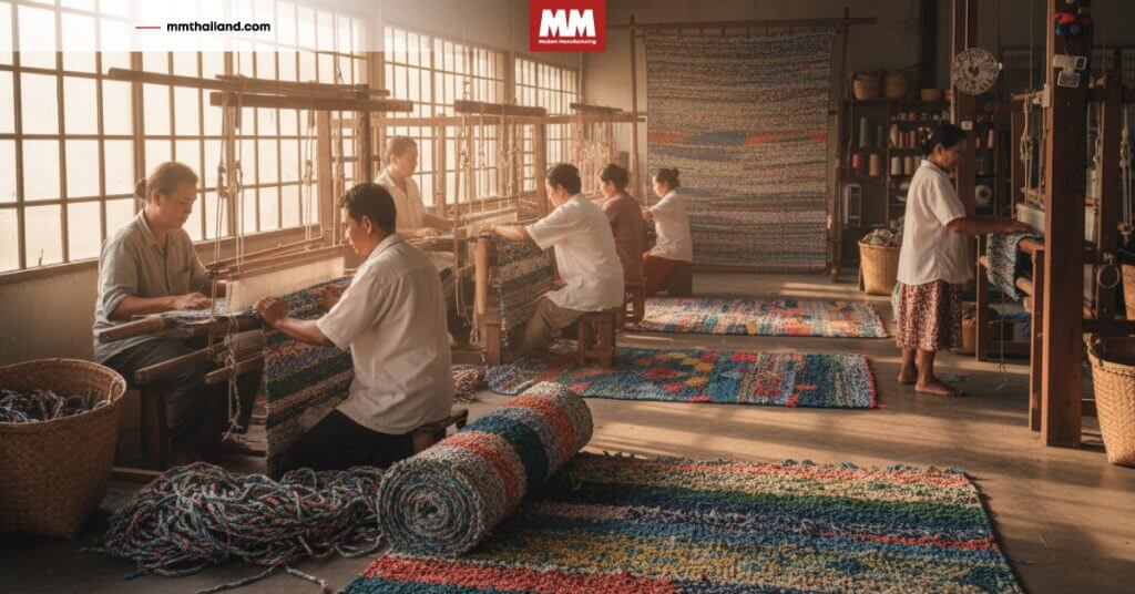 plastic fiber rug upcycling thailand