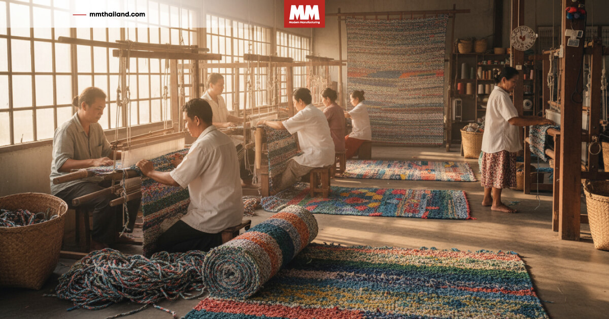plastic fiber rug upcycling thailand